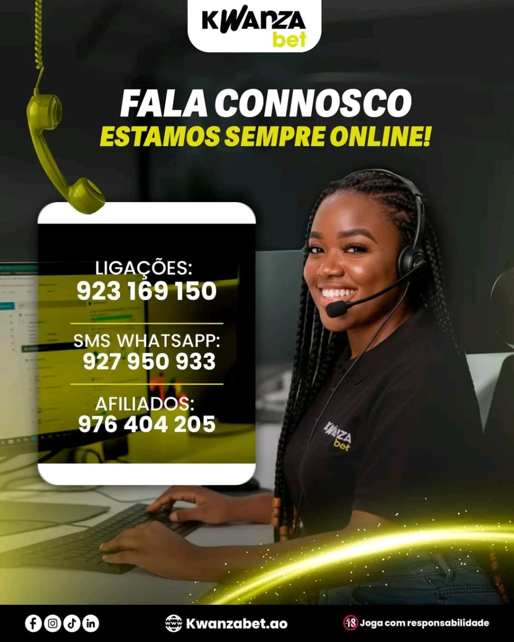Contactos de apoio ao cliente Kwanza Bet