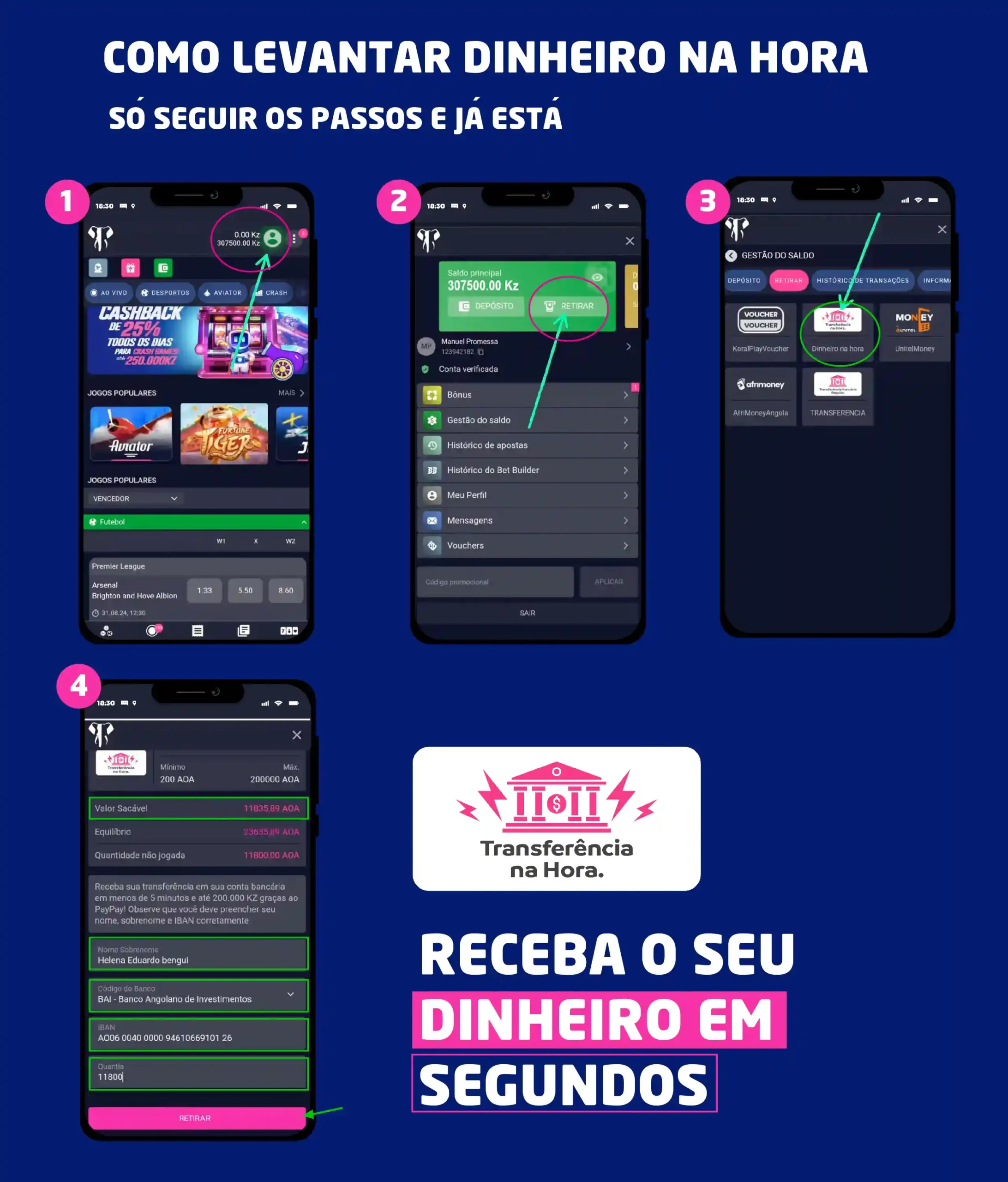 Passo a passo para levantar dinheiro na Elephantbet